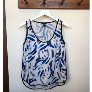 Aqua White Tank Top with Pattern (XS)